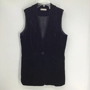 Coldwater Creek Women’s Velvet Boyfriend Vest Single Breast Black Size 12
